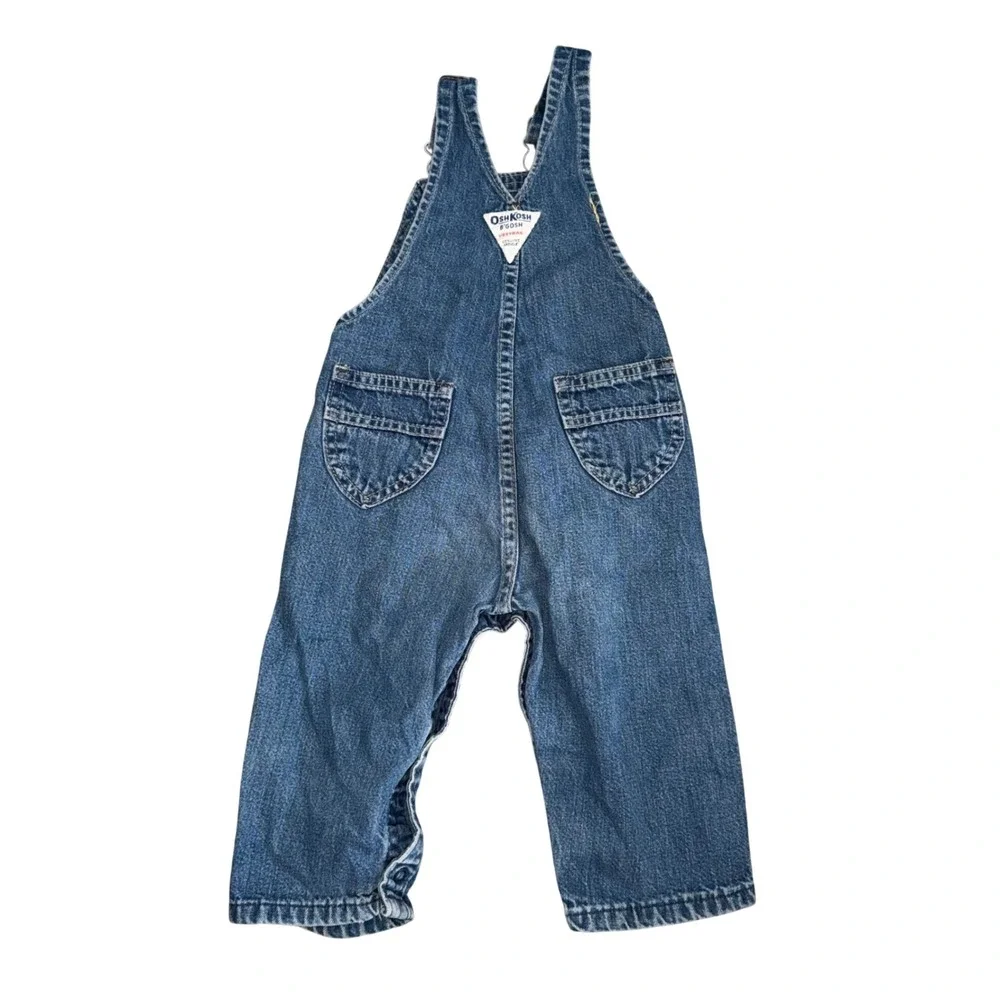 Vintage OshKosh B'Gosh Denim Overalls 24M Made USA Baby Toddler Blue Jean